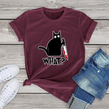 Black Cat What? Tee Shirts & Tops KittyNook